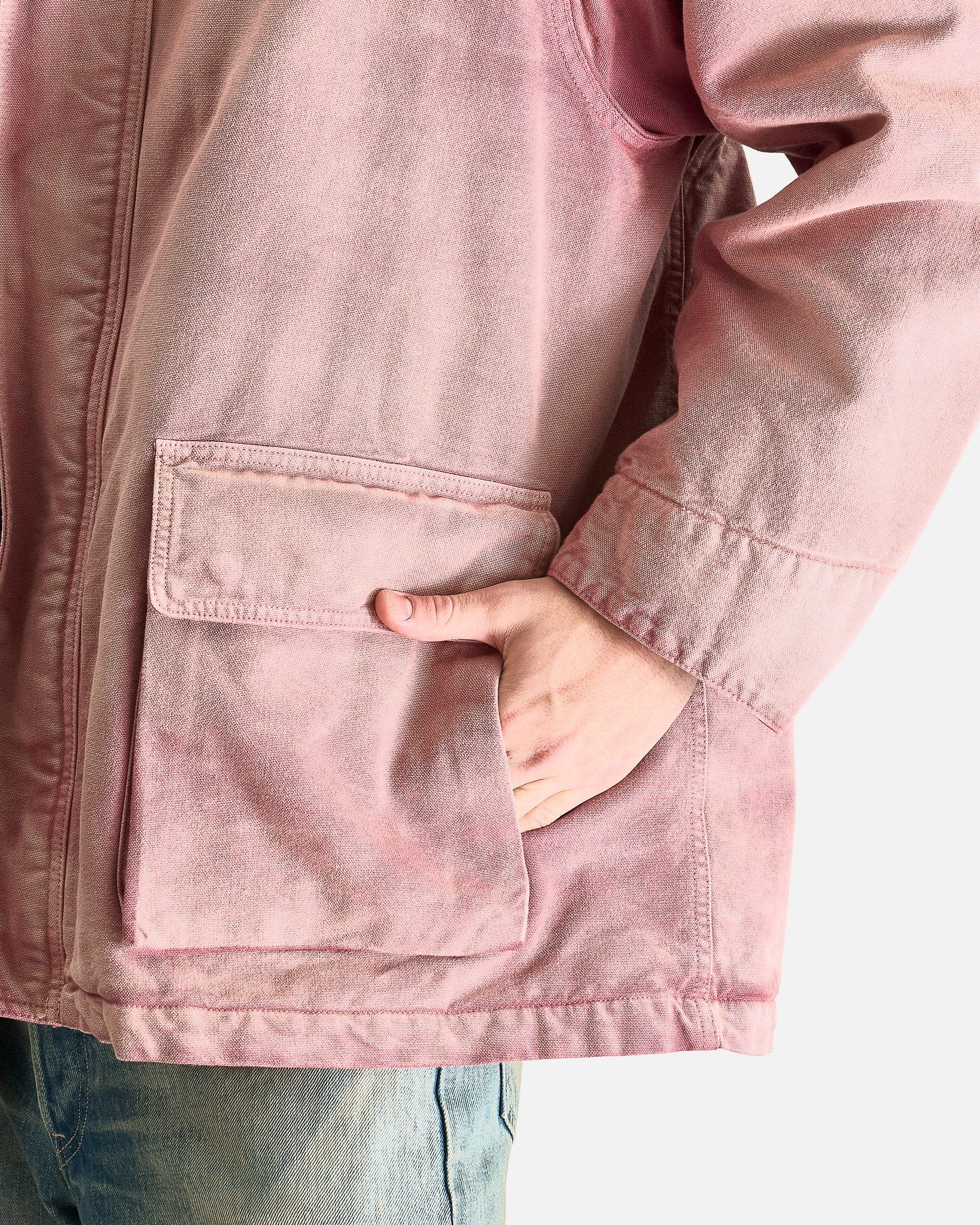 Auralee Men's Jackets Dyed Organic Cotton Duck Blouson in Faded Burgundy