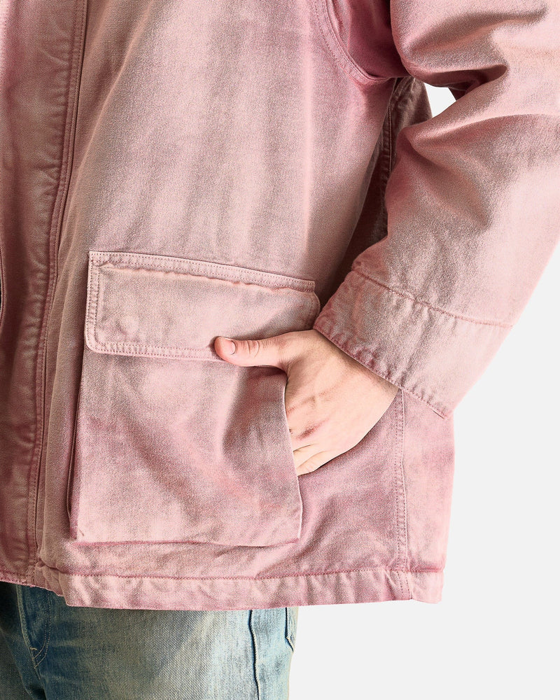 Auralee Men's Jackets Dyed Organic Cotton Duck Blouson in Faded Burgundy