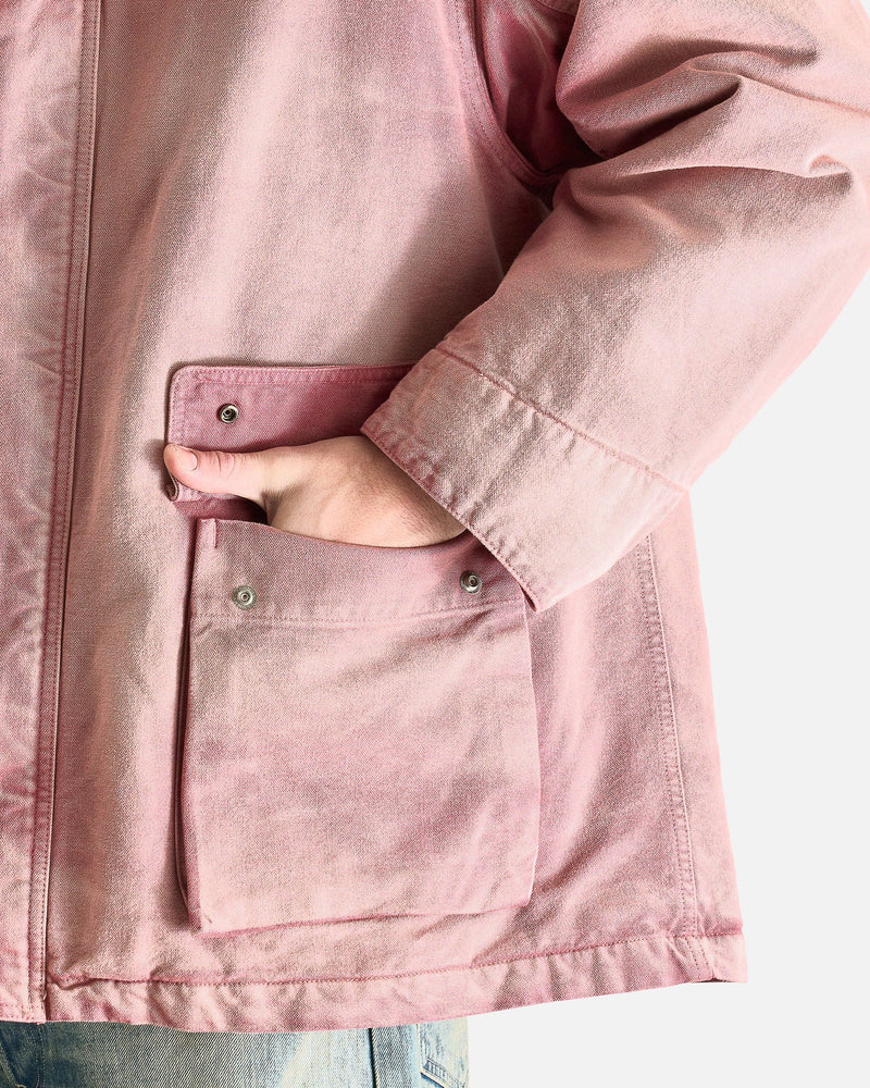 Auralee Men's Jackets Dyed Organic Cotton Duck Blouson in Faded Burgundy