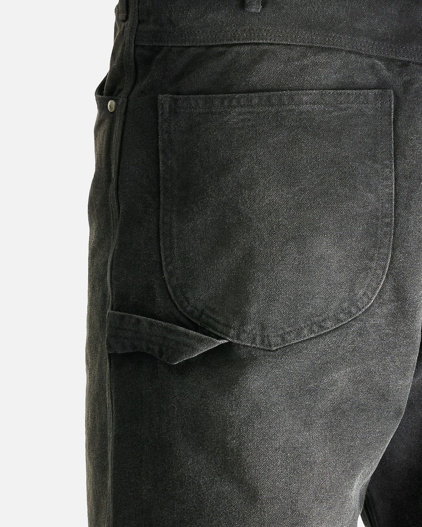 Auralee Men's Pants Dyed Organic Cotton Duck Painter Pants in Faded Black