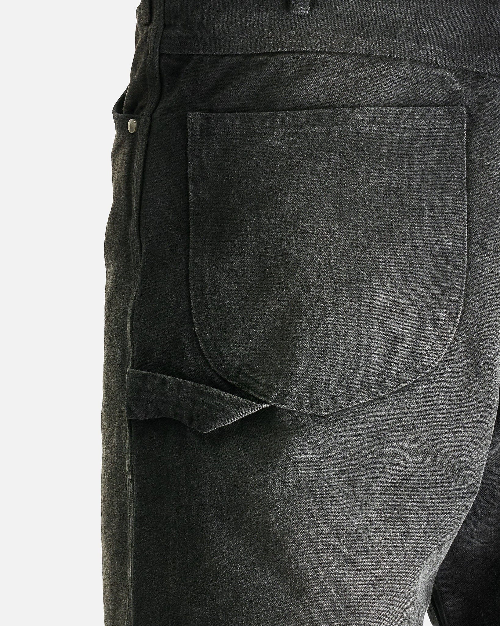 Auralee Men's Pants Dyed Organic Cotton Duck Painter Pants in Faded Black