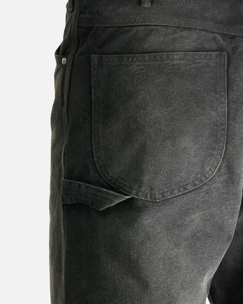 Auralee Men's Pants Dyed Organic Cotton Duck Painter Pants in Faded Black