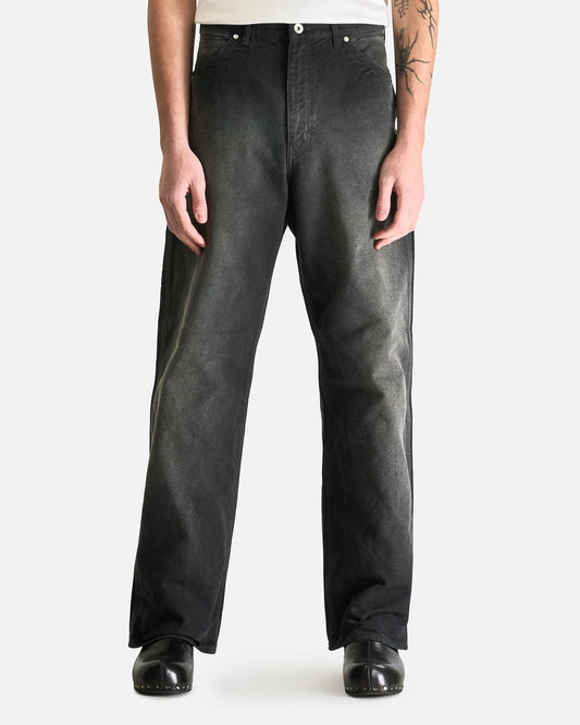 Auralee Men's Pants Dyed Organic Cotton Duck Painter Pants in Faded Black