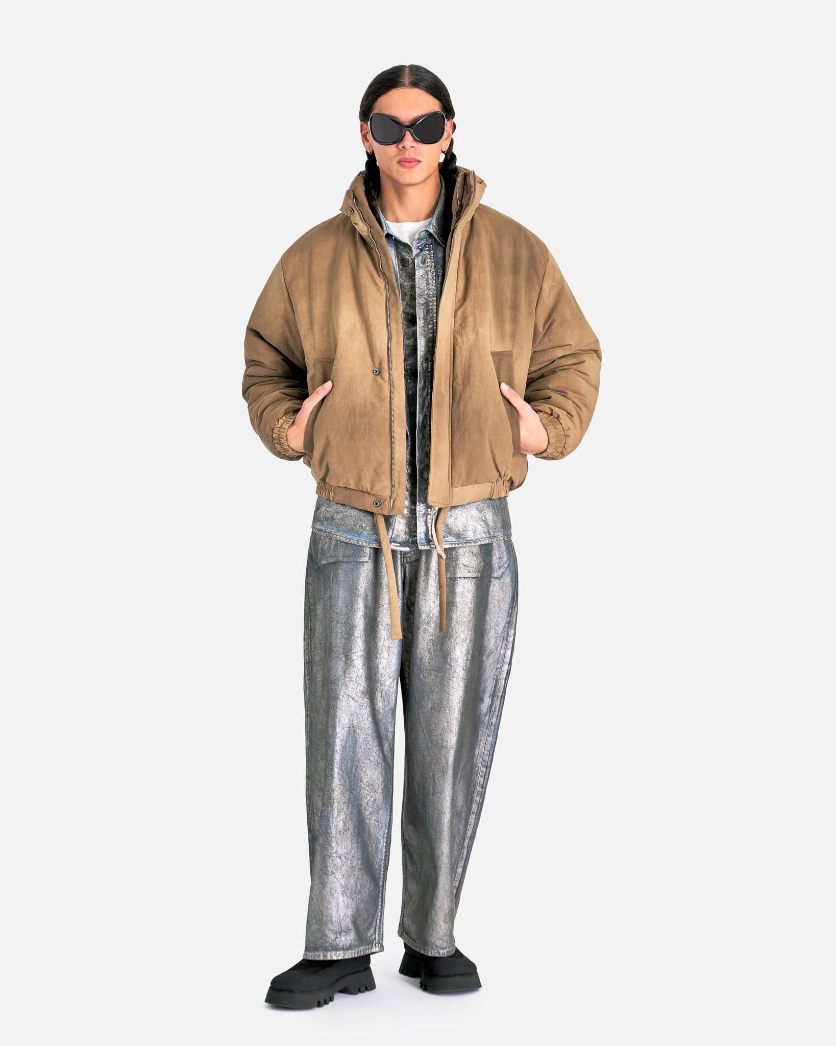 Dyed Puffer Jacket in Camel Beige – SVRN