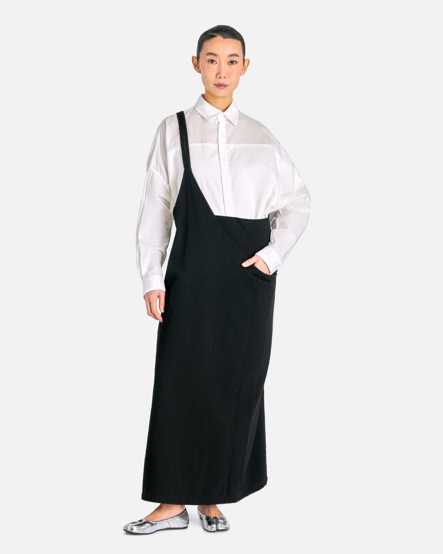 Y's by Yohji Yamamoto Women Dresses 02 E-Asymmetry Jumper Dress in Black