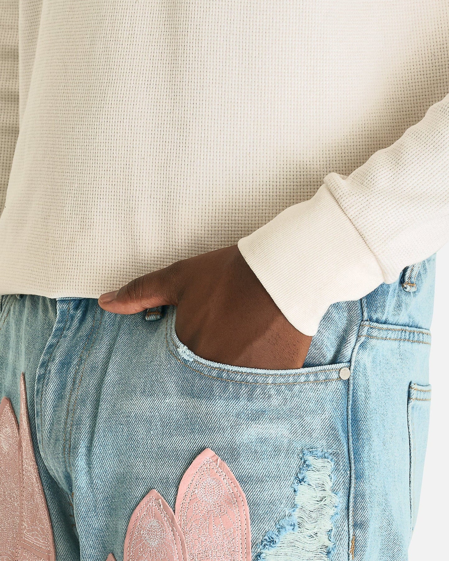 Who Decides War Men's Jeans Easter Pink Denim in Sky/Rose