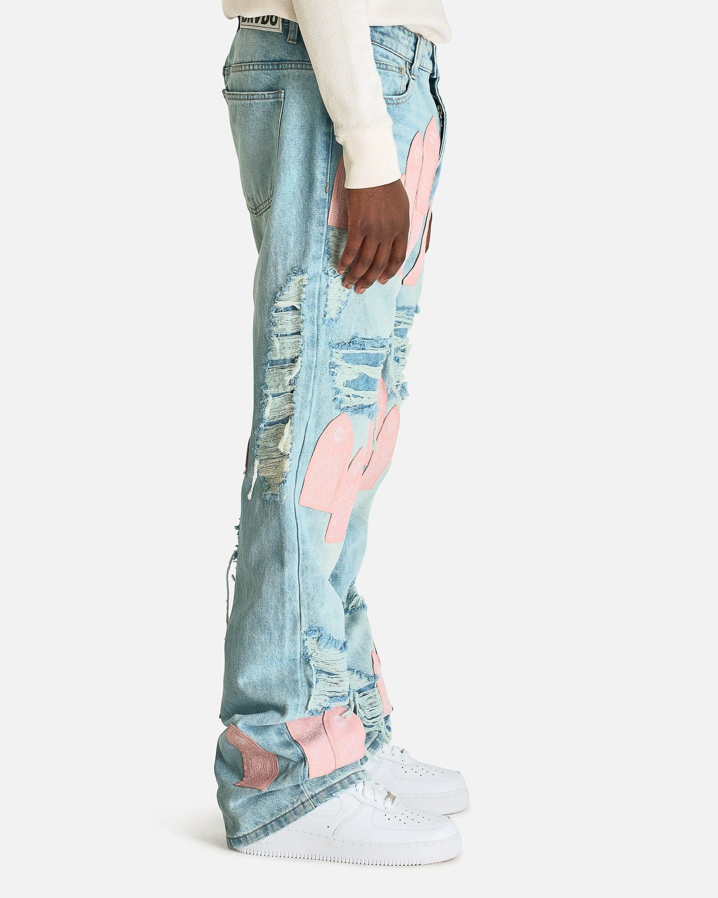 Who Decides War Men's Jeans Easter Pink Denim in Sky/Rose
