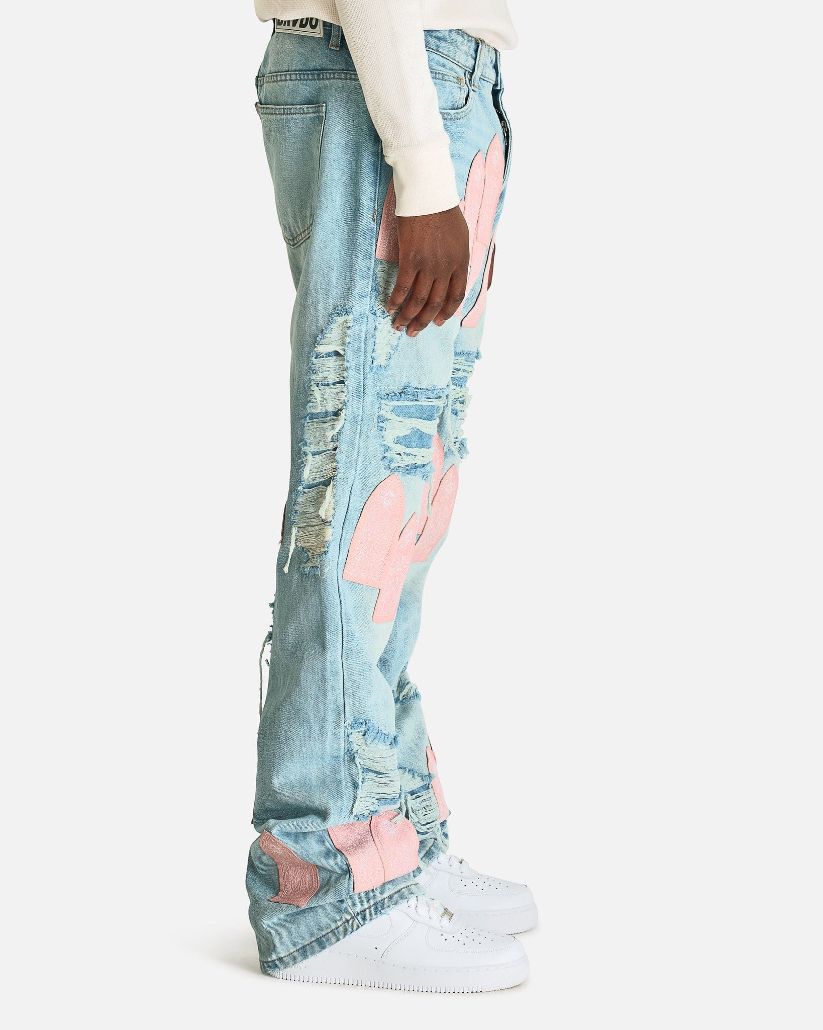 Who Decides War Men's Jeans Easter Pink Denim in Sky/Rose