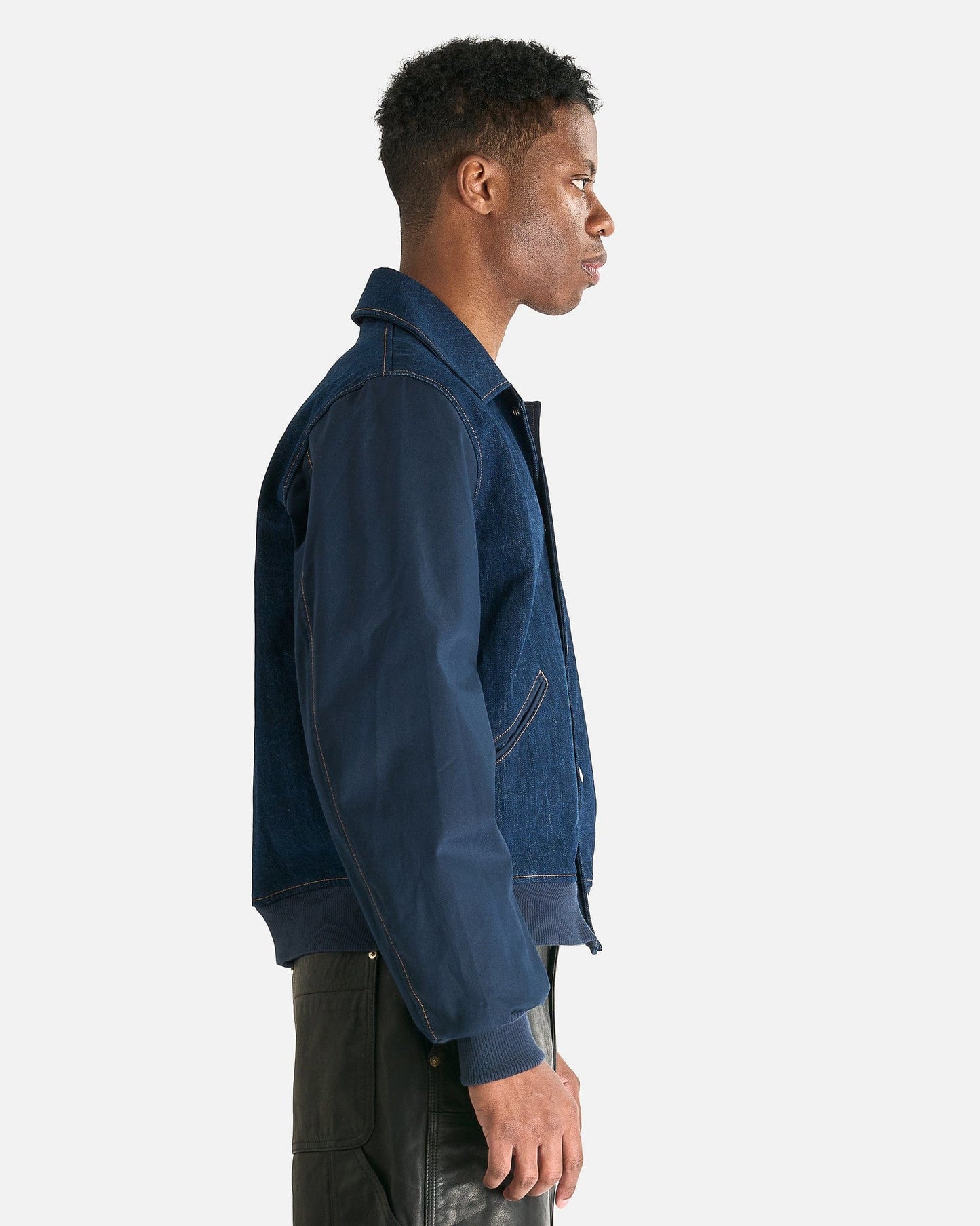 Wales Bonner Men's Jackets Echo Denim Varsity Jacket in Indigo