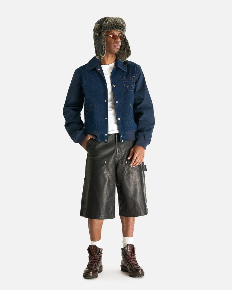 Wales Bonner Men's Jackets Echo Denim Varsity Jacket in Indigo