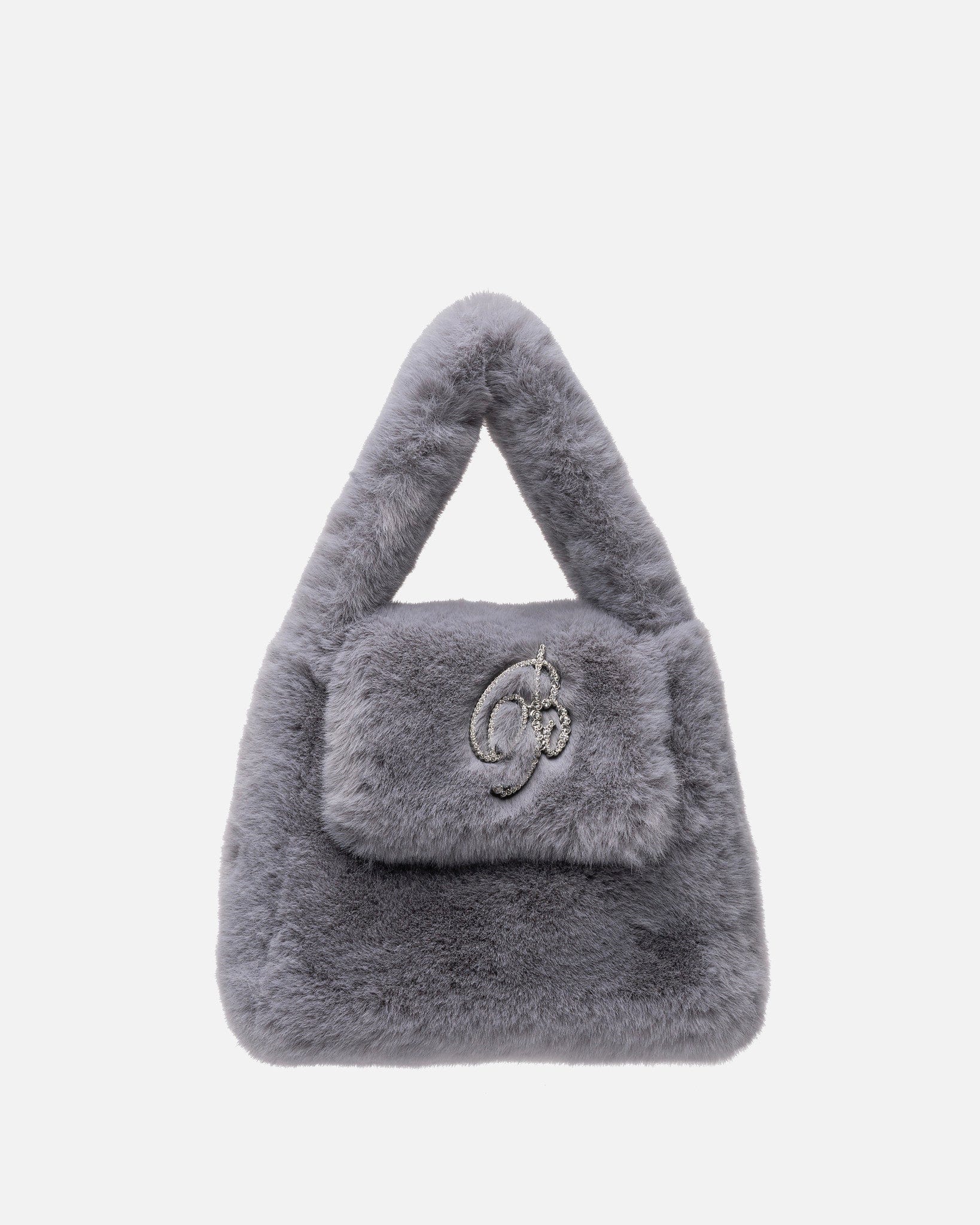 Blumarine Women Bags O/S Eco Fur Bag with Logo in Ice Grey