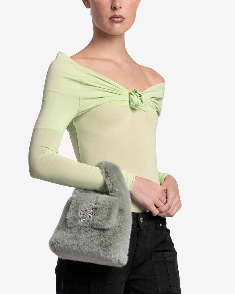 Eco Fur Bag with Logo in Light Green – SVRN