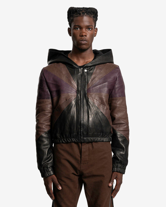 Rick Owens Men's Jackets EDFU Hooded Jacket in Black/Brown/Amethyst