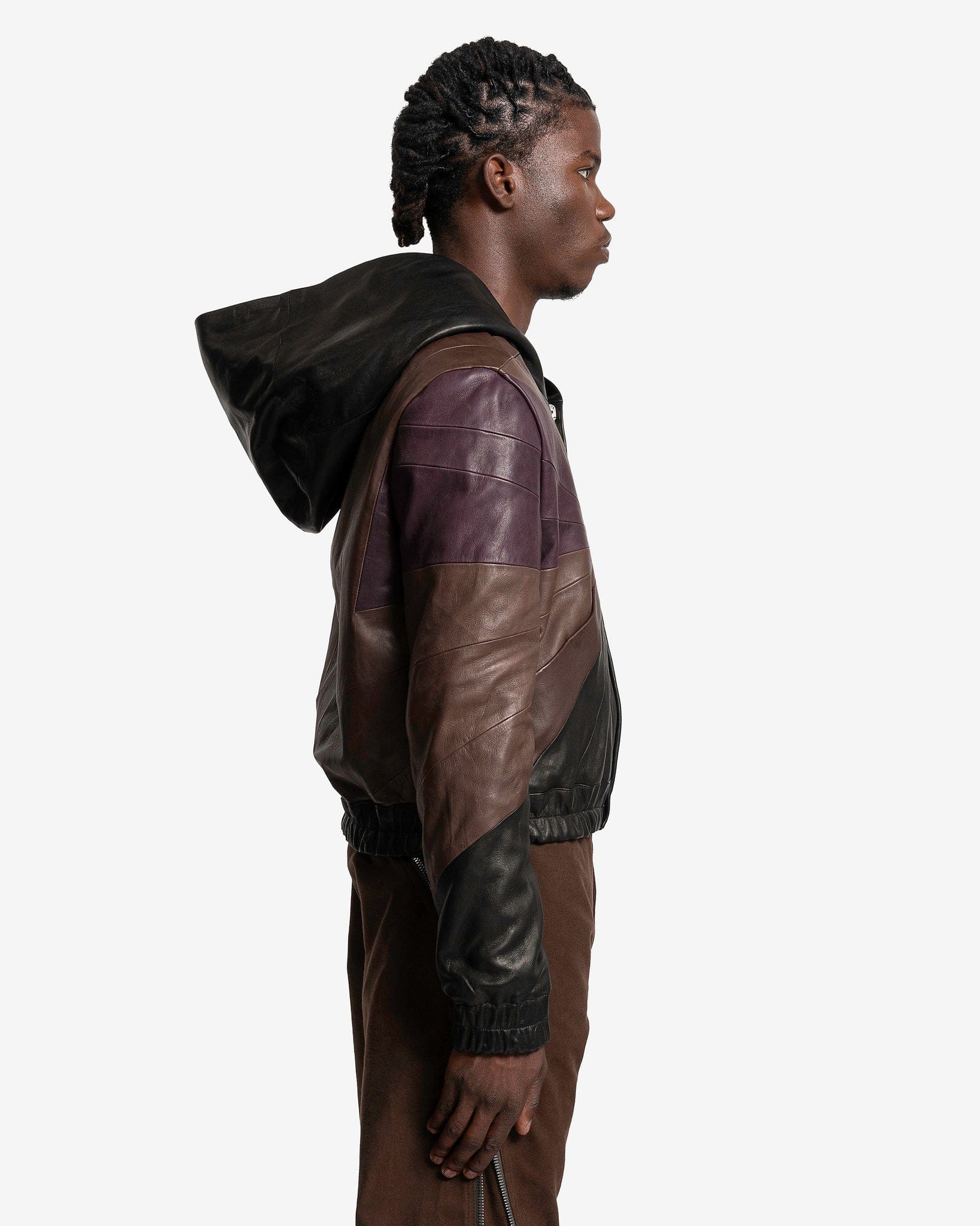 Rick Owens Men's Jackets EDFU Hooded Jacket in Black/Brown/Amethyst