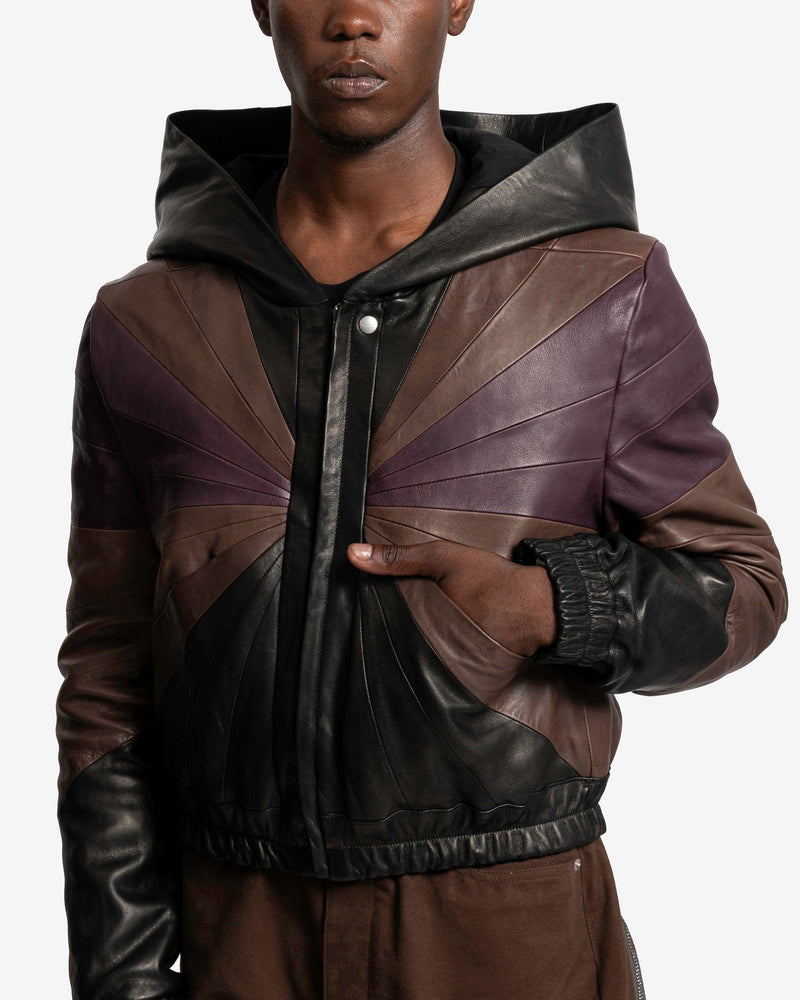 Rick Owens Men's Jackets EDFU Hooded Jacket in Black/Brown/Amethyst