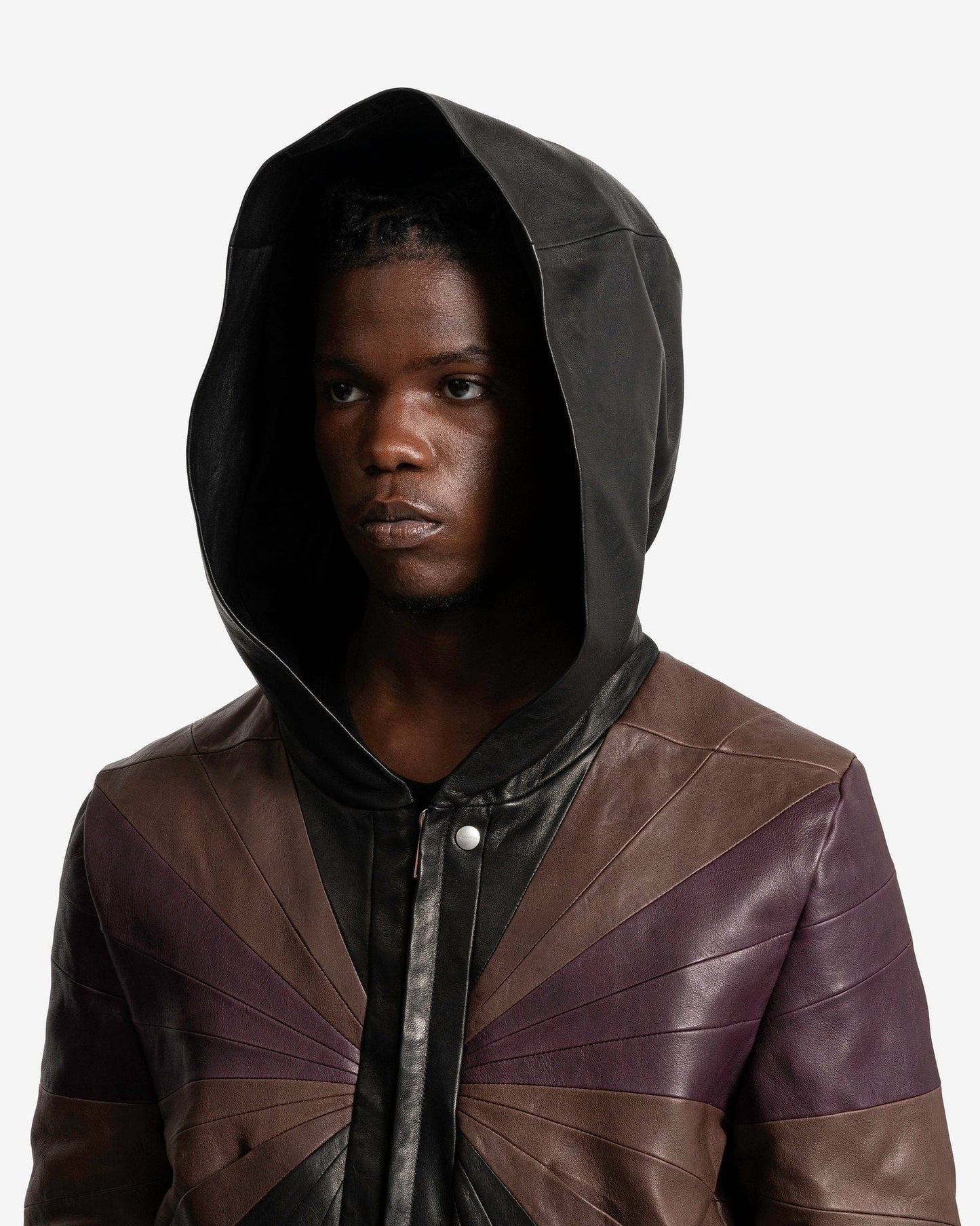 Rick Owens Men's Jackets EDFU Hooded Jacket in Black/Brown/Amethyst