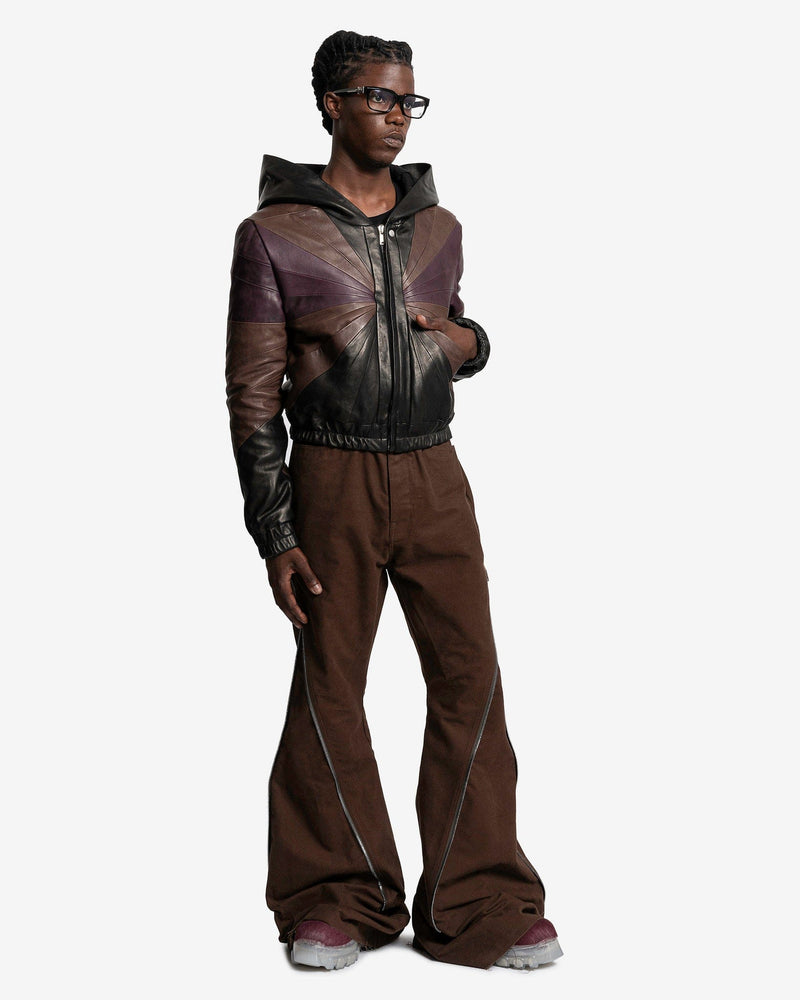 Rick Owens Men's Jackets EDFU Hooded Jacket in Black/Brown/Amethyst