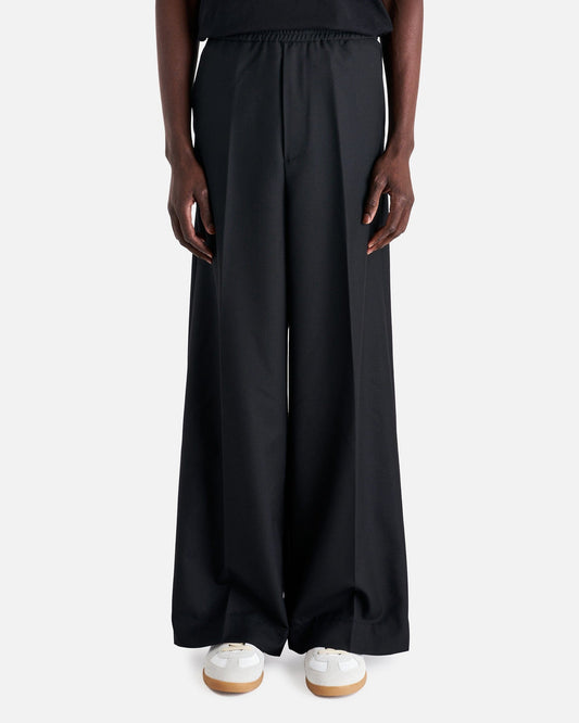 MM6 Maison Margiela Men's Pants Elastic Waistband Trousers in Black