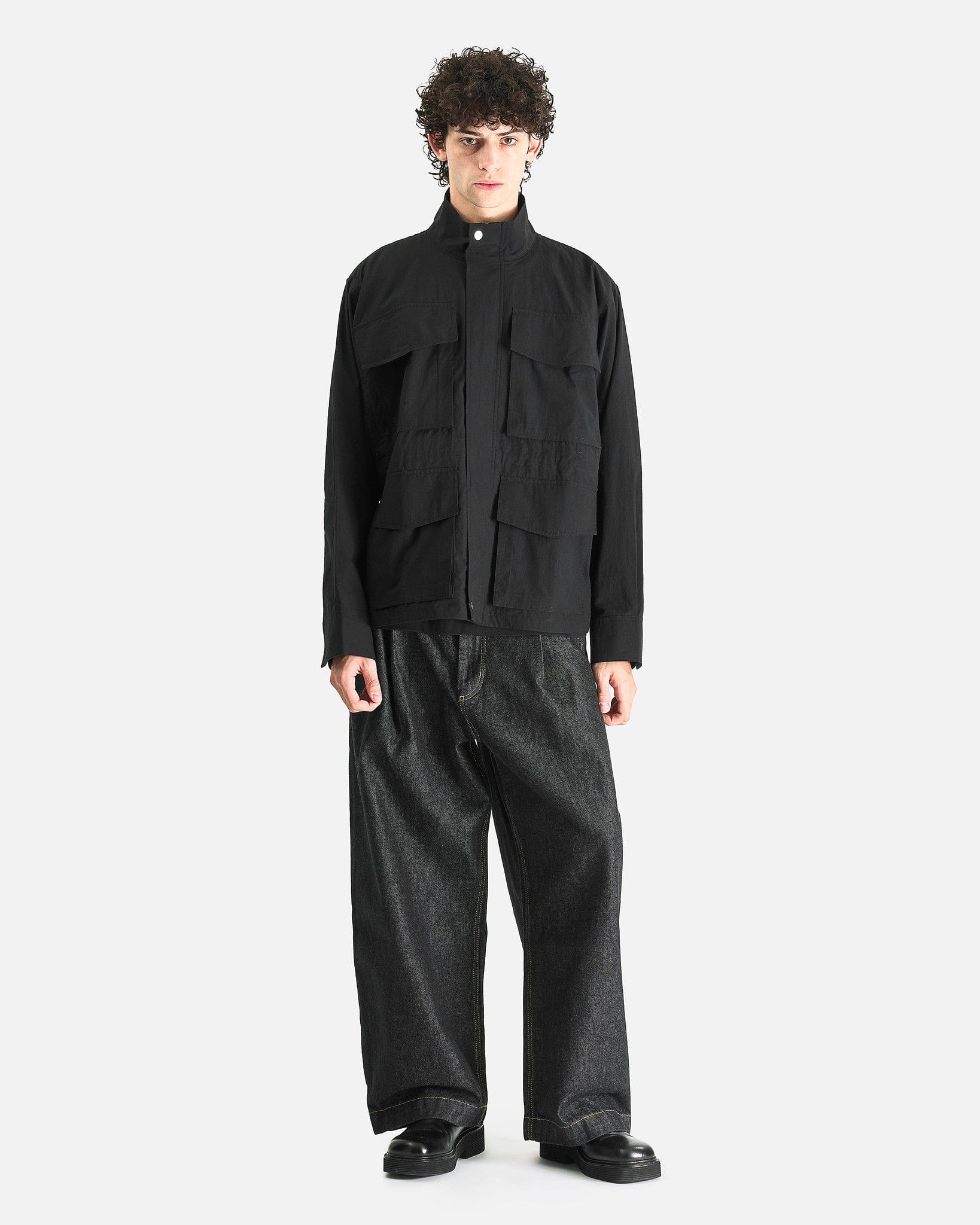 Studio Nicholson Men's Jackets Elasticated Waist Jacket in Washed Black