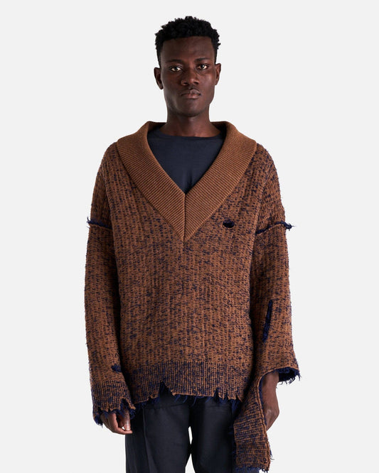 NAMACHEKO Men Sweaters S Elmet V-Neck in Chestnut Brown