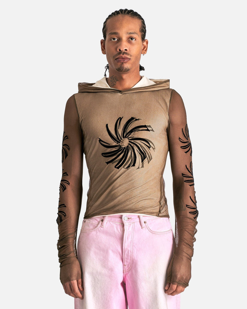 Acne Studios Men's Tops Elope Spin Logo Hood in Almond Brown