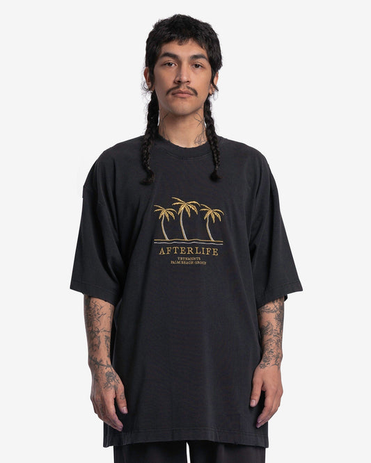 VETEMENTS Men's T-Shirts Embroidered Afterlife T-Shirt in Black