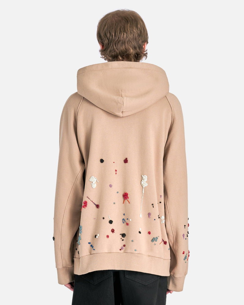 UNDERCOVER Men's Sweater Embroidered Splatter Hoodie in Beige