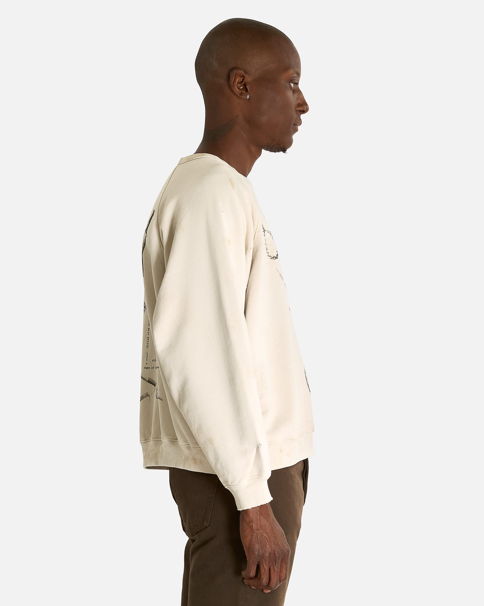 Enfants Riches Deprimes Men's Sweatshirts Emmanuelle IV Raglan Crewneck in Dirty White