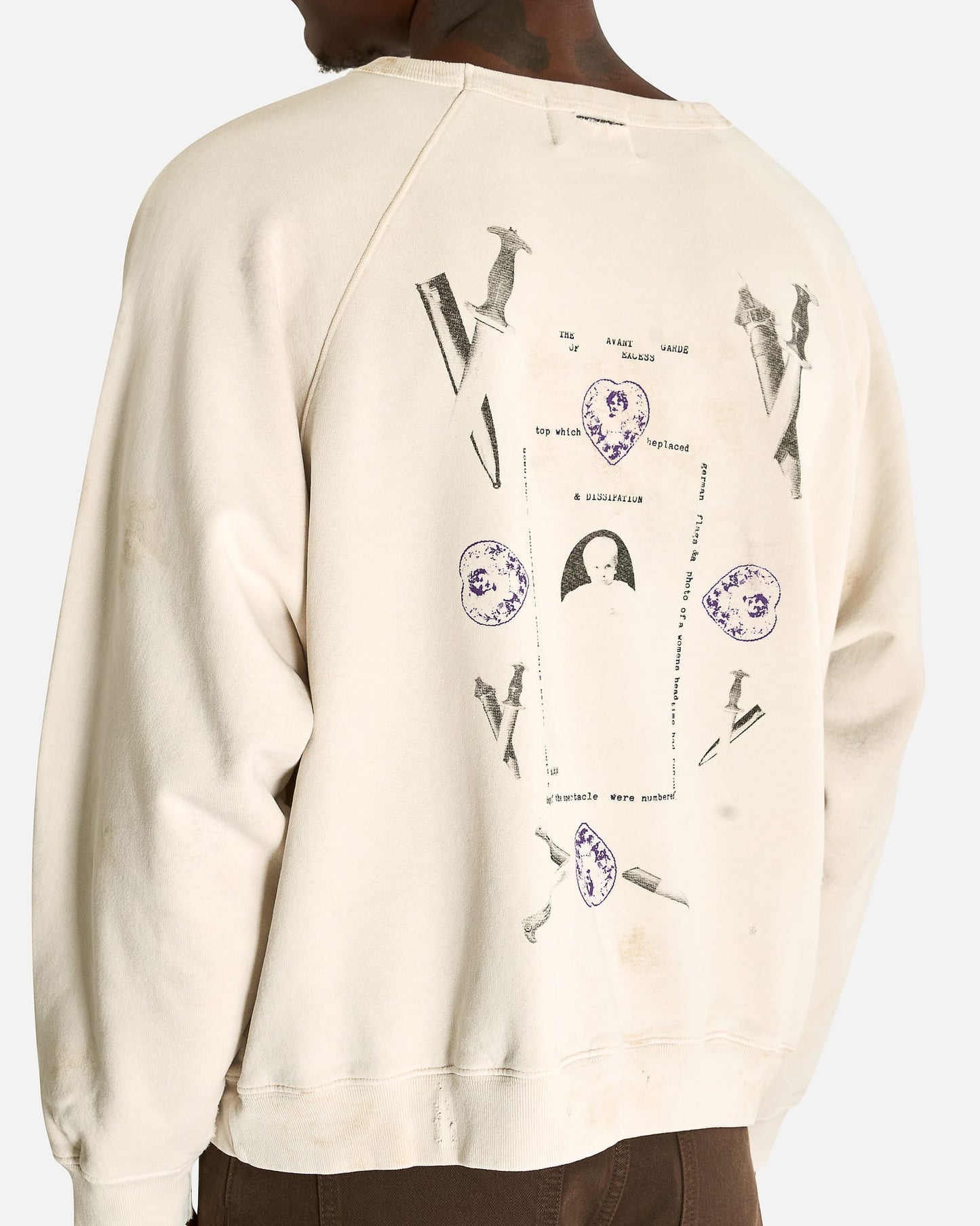 Enfants Riches Deprimes Men's Sweatshirts Emmanuelle IV Raglan Crewneck in Dirty White