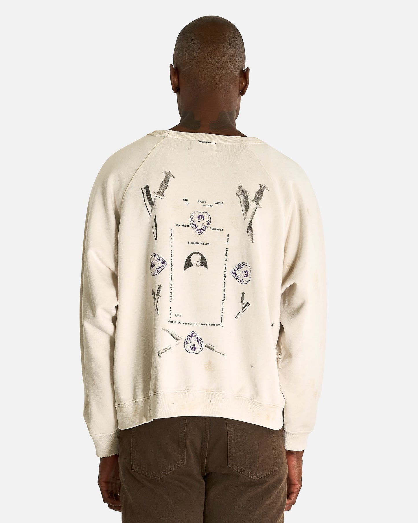 Enfants Riches Deprimes Men's Sweatshirts Emmanuelle IV Raglan Crewneck in Dirty White