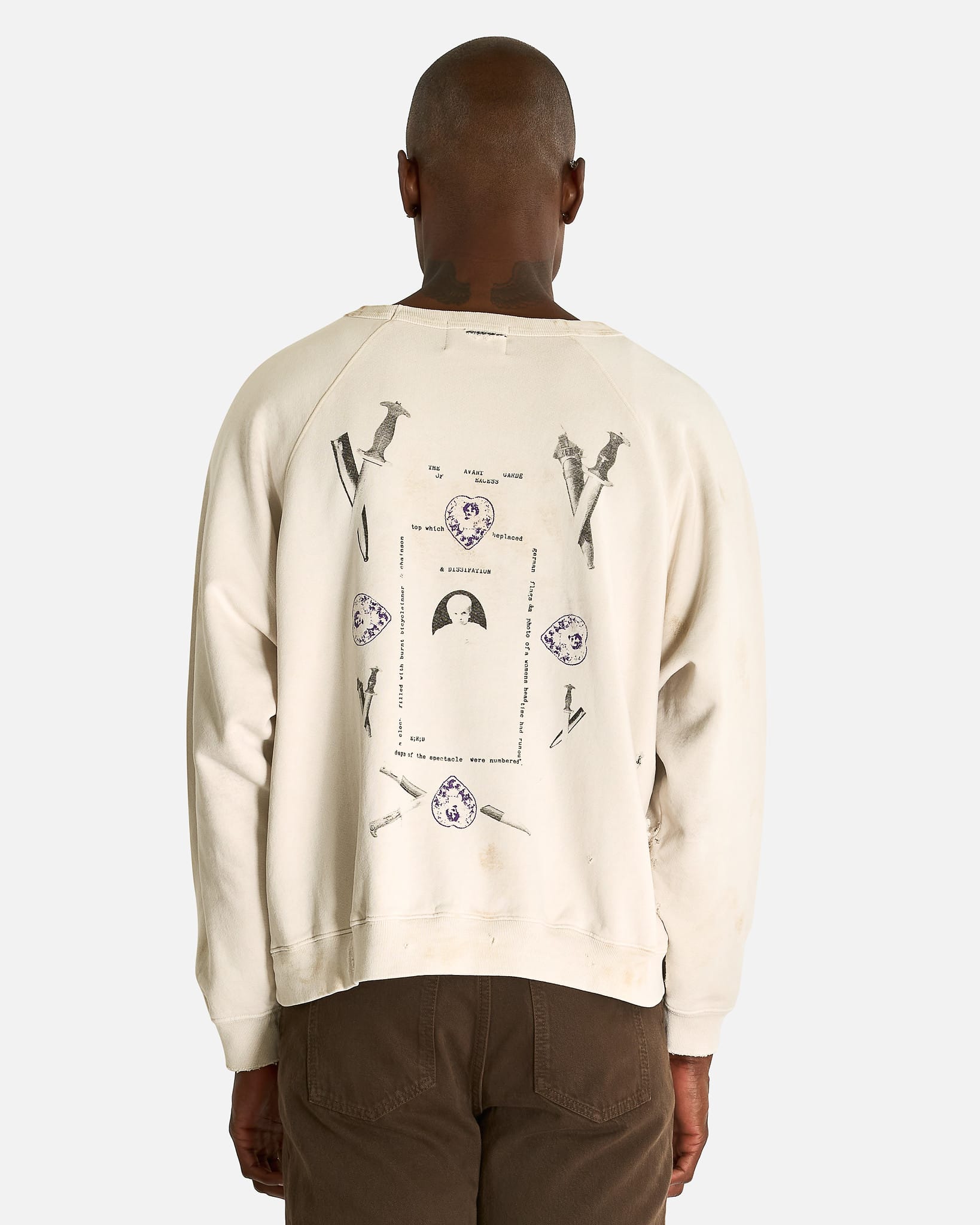 Enfants Riches Deprimes Men's Sweatshirts Emmanuelle IV Raglan Crewneck in Dirty White