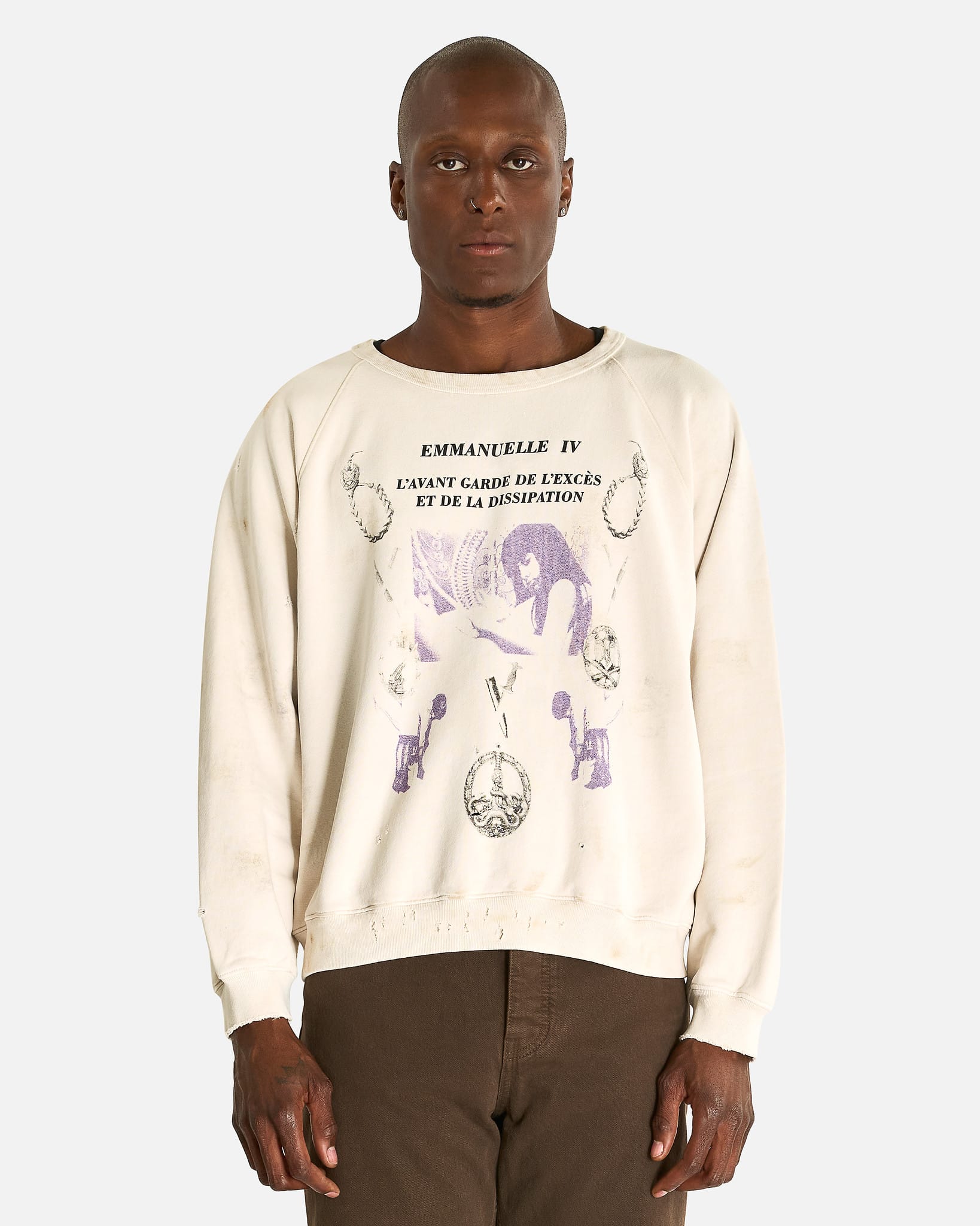 Enfants Riches Deprimes Men's Sweatshirts Emmanuelle IV Raglan Crewneck in Dirty White