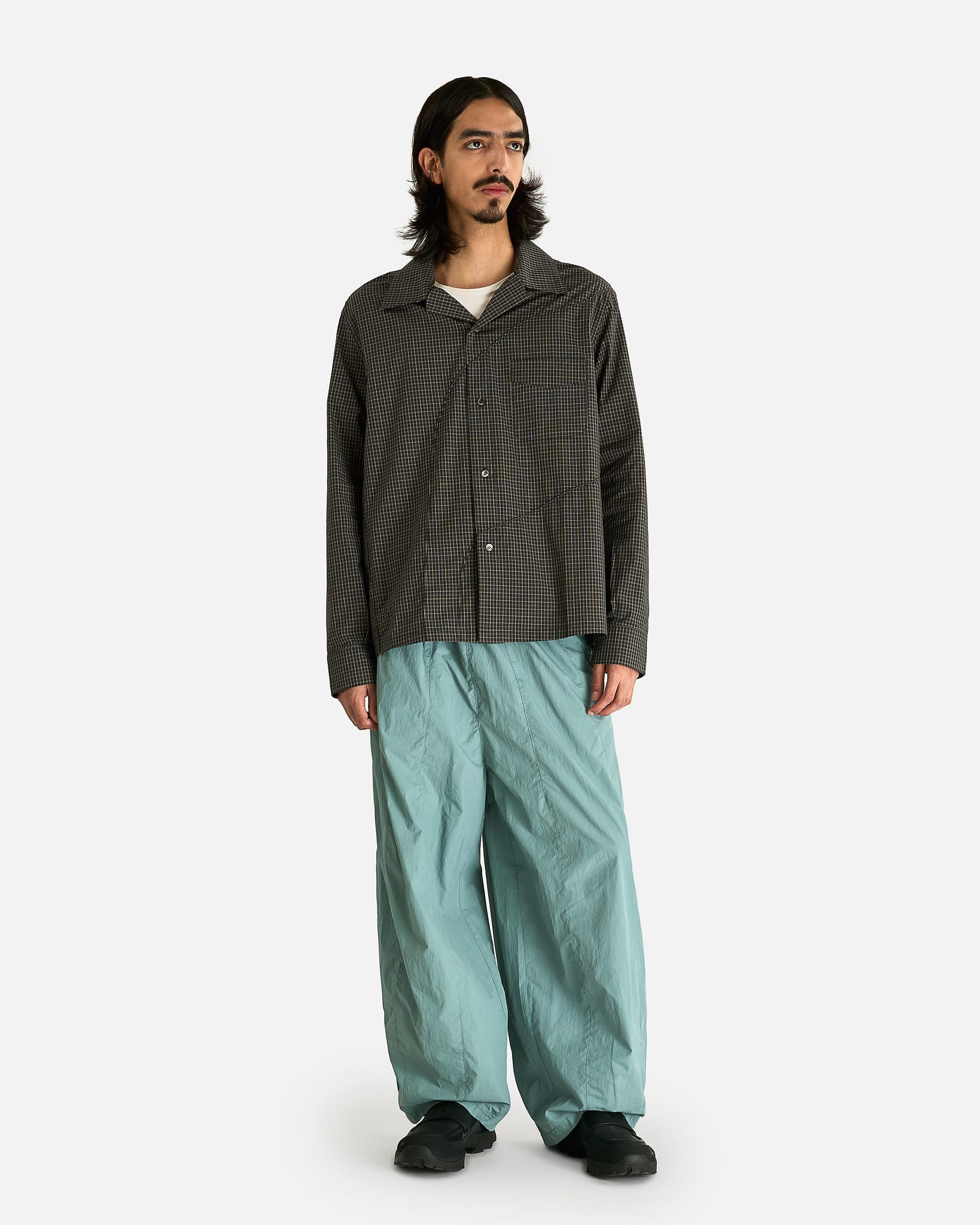 FFFPOSTALSERVICE Men's Pants Enigma Super Wide Track Botton in Sky/Light Grey