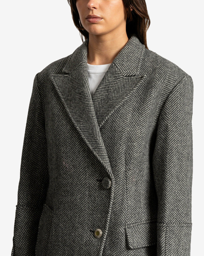 Andersson Bell Women Jackets Enya Herringbone Asymmetric Coat in Grey