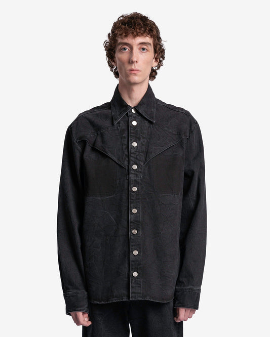 NAMACHEKO Men's Shirts Eveh Denim Shirt in Black Pilling