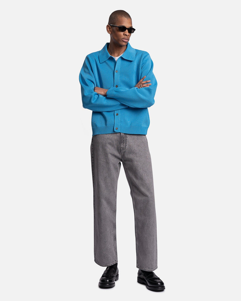 Our Legacy Men's Shirts Evening Polo in Circuit Blue Performance Poly