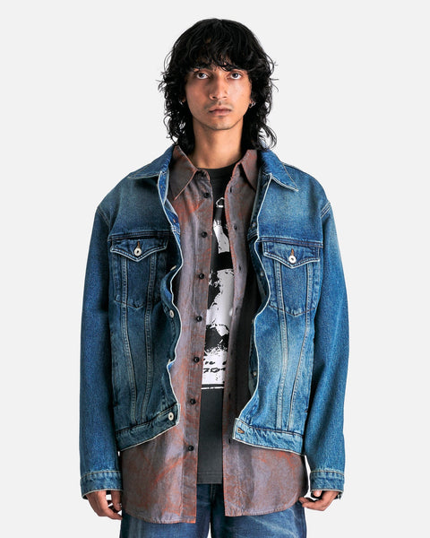 【美品】Y Project 22AW ピンチロゴテーラードジャケット 完売モデル evergreen-wire-denim-jacket-in