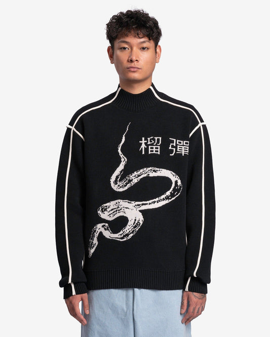 LU'U DAN Men's Sweater Exposed Seam Knit Oversized Jumper in Black/White