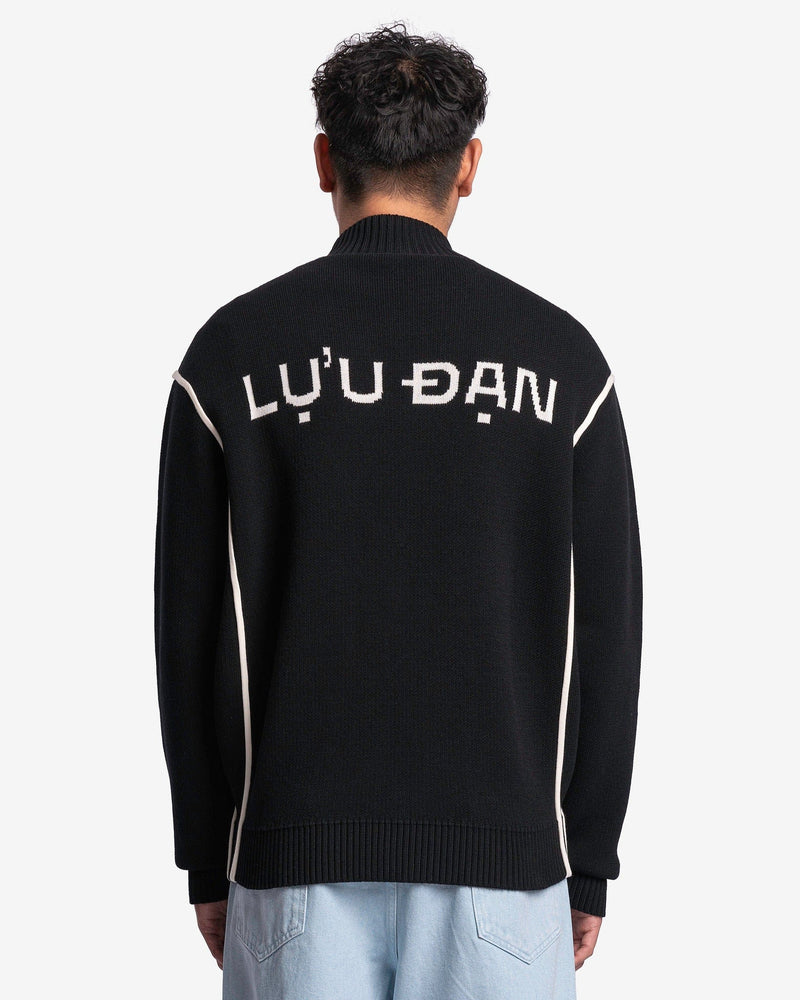 LU'U DAN Men's Sweater Exposed Seam Knit Oversized Jumper in Black/White