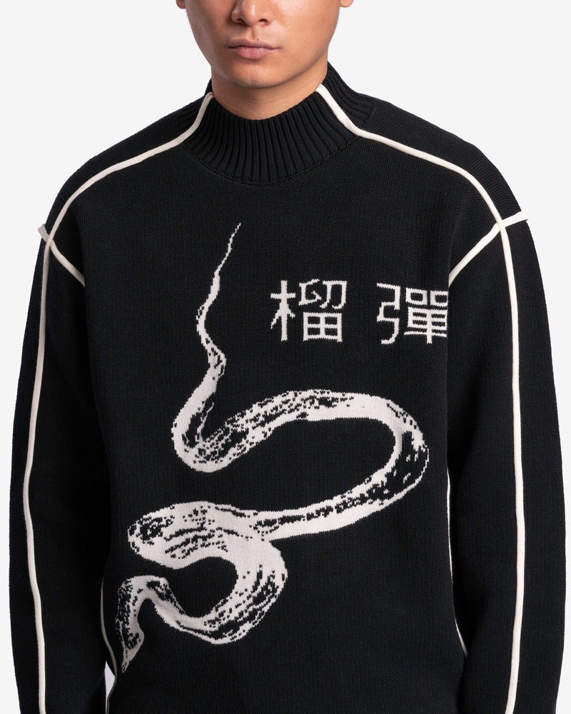 LU'U DAN Men's Sweater Exposed Seam Knit Oversized Jumper in Black/White