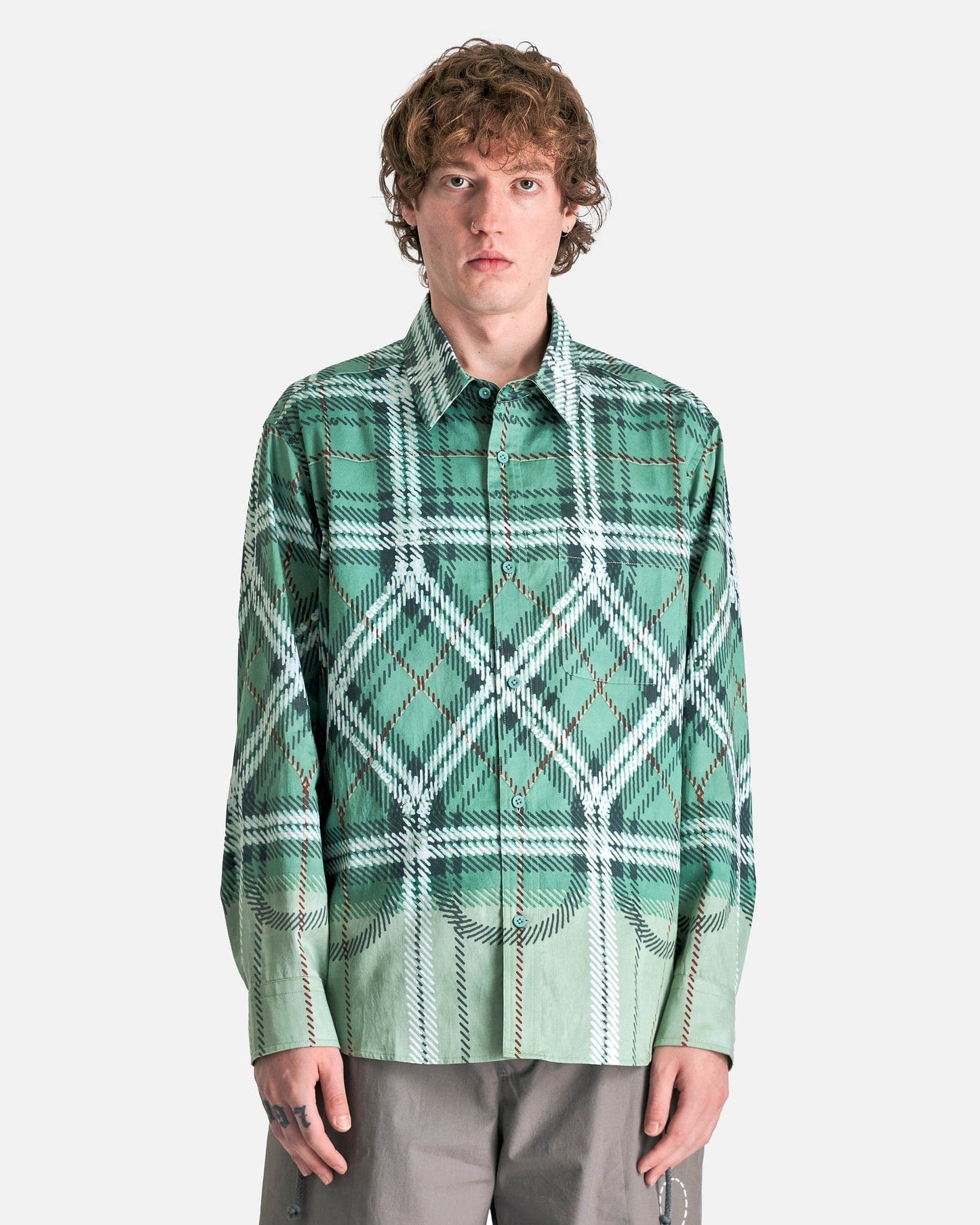Fade Shirt in Green Plaid SVRN Fade Shirt in Green Plaid SVRN