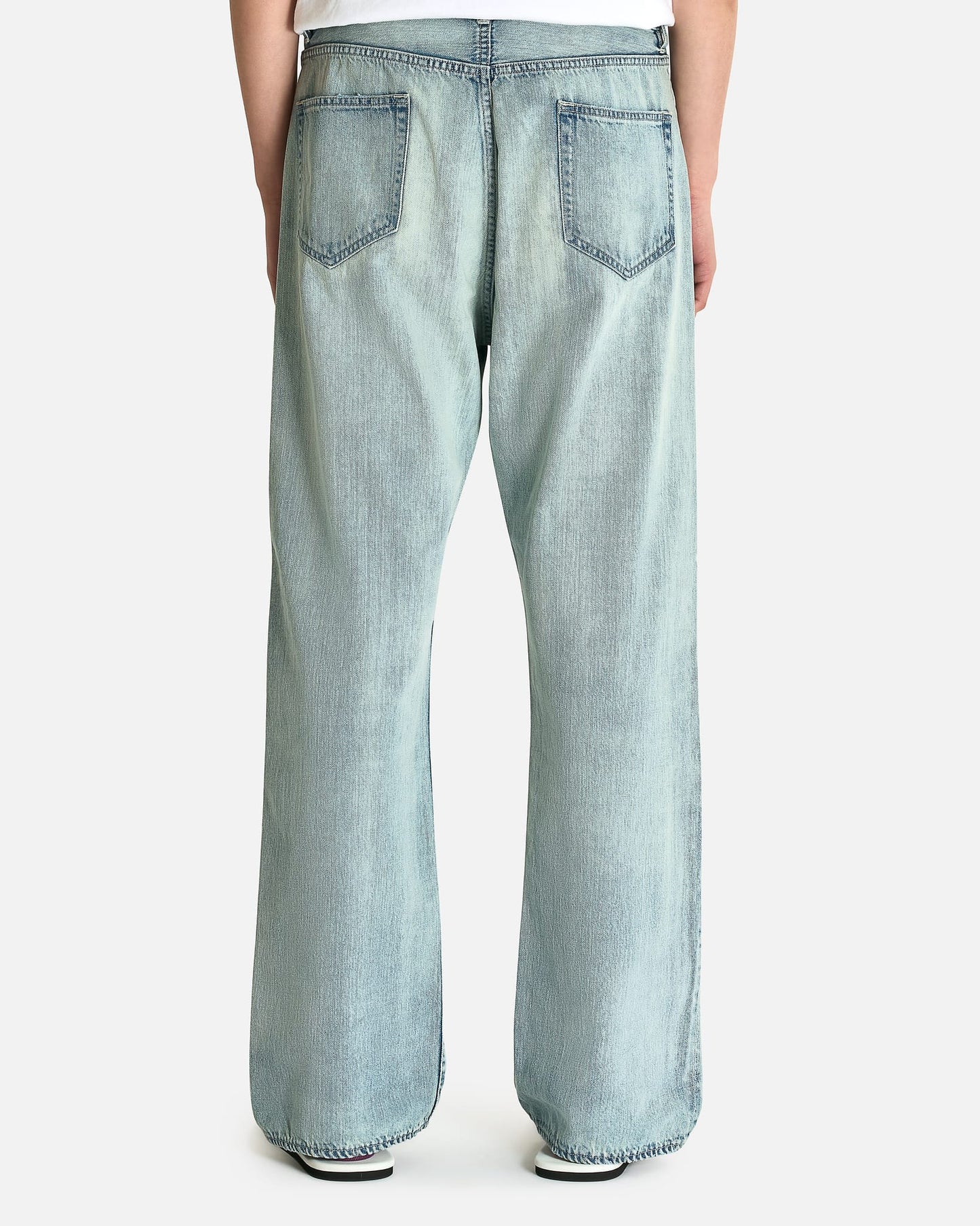 Auralee Men's Jeans Faded Selvedged Denim Jeans in Light Indigo