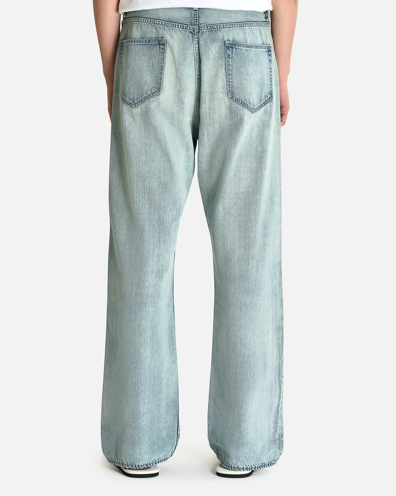 Auralee Men's Jeans Faded Selvedged Denim Jeans in Light Indigo