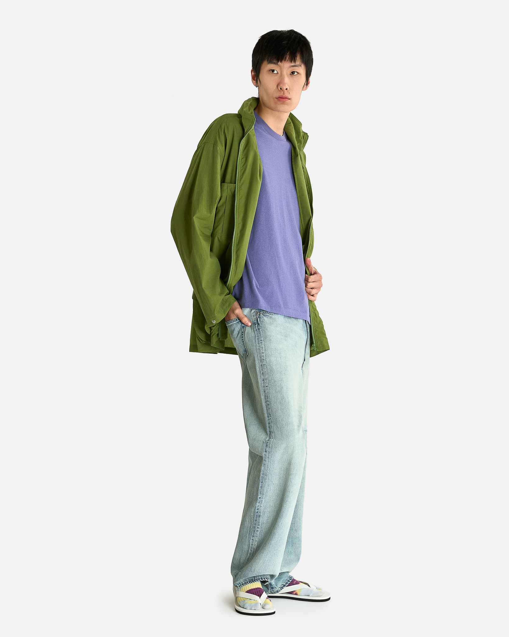 Auralee Men's Jeans Faded Selvedged Denim Jeans in Light Indigo