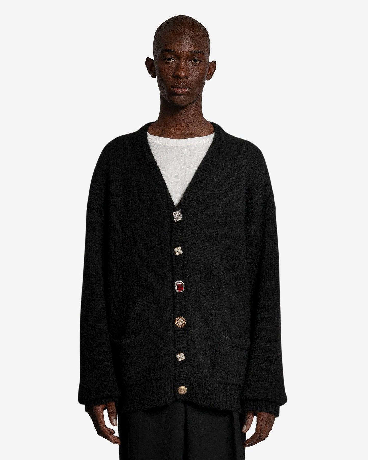 VETEMENTS Men Sweaters Fancy Button Cardigan in Black