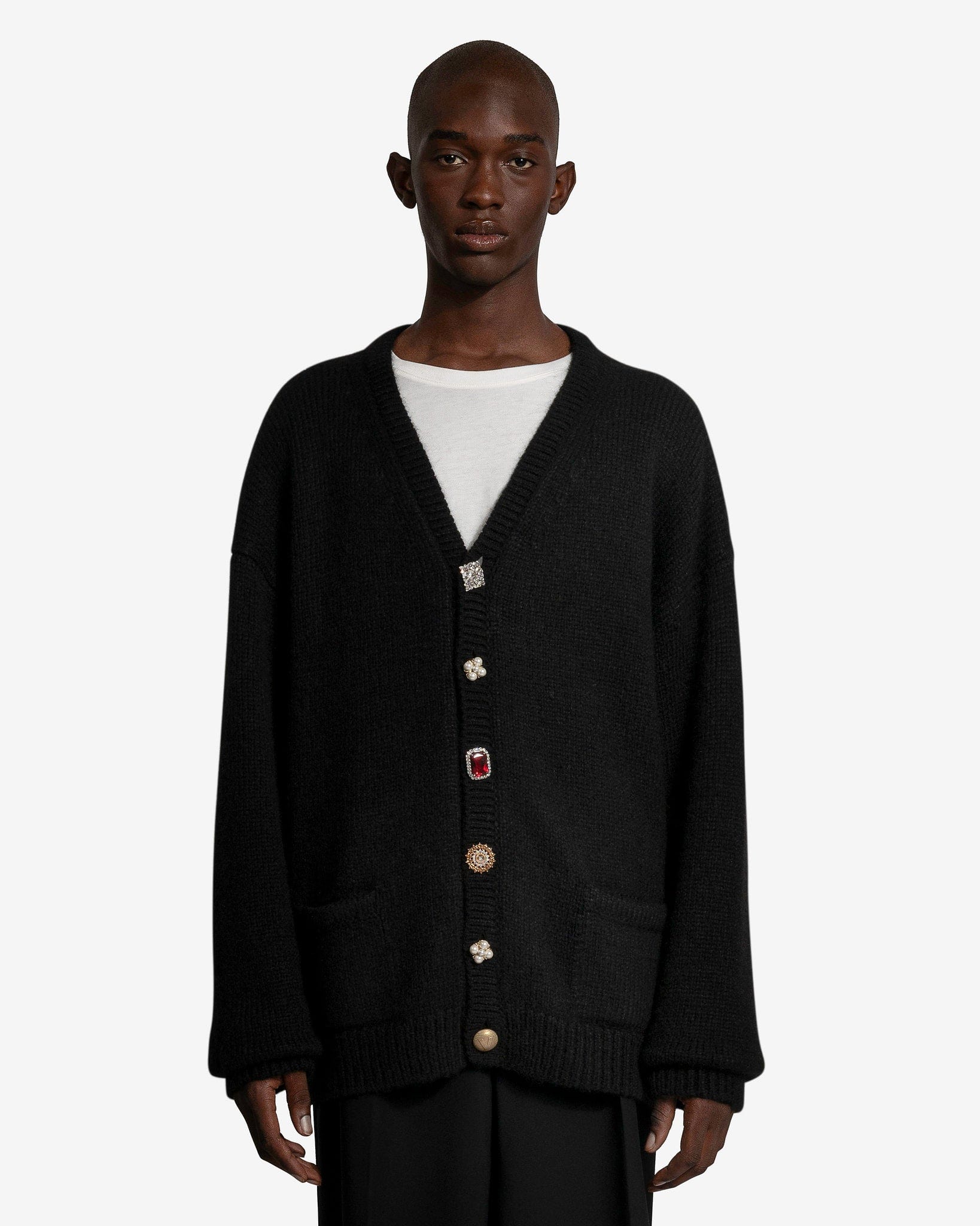 VETEMENTS Men Sweaters Fancy Button Cardigan in Black