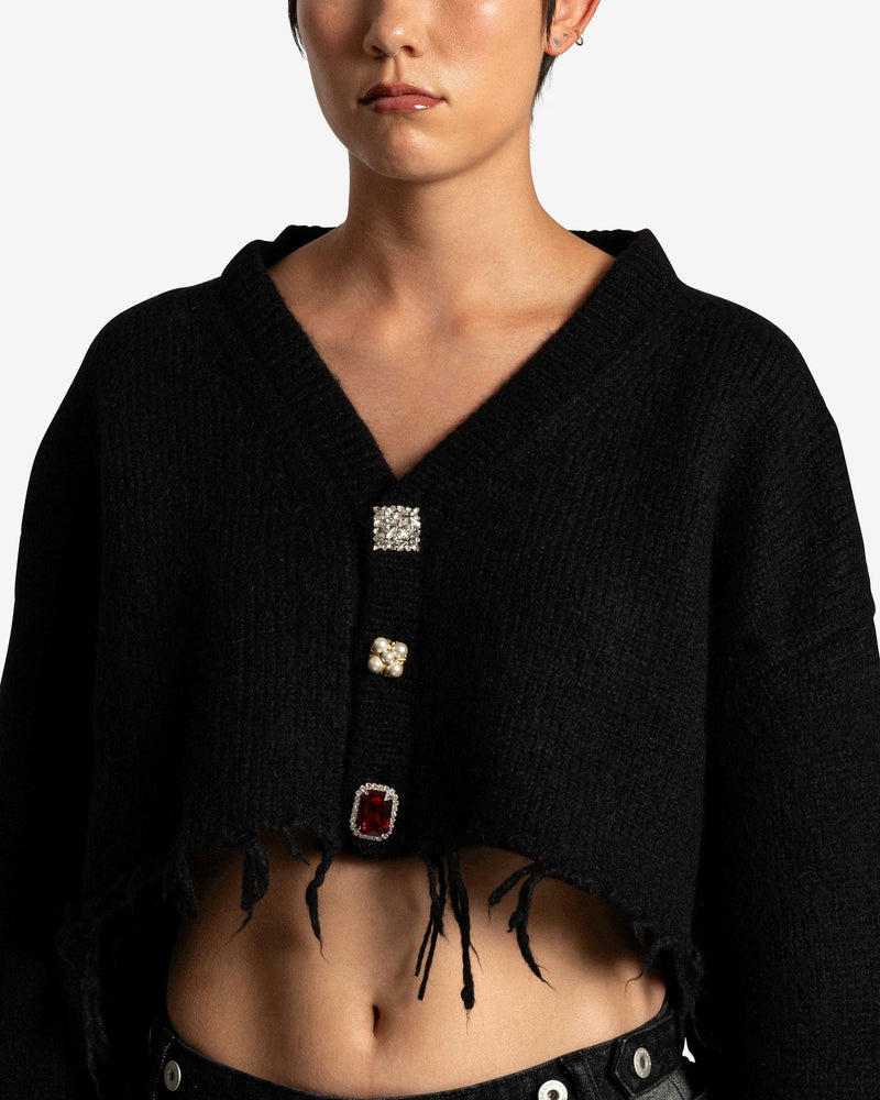 VETEMENTS Women Sweaters Fancy Button Cropped Cardigan in Black