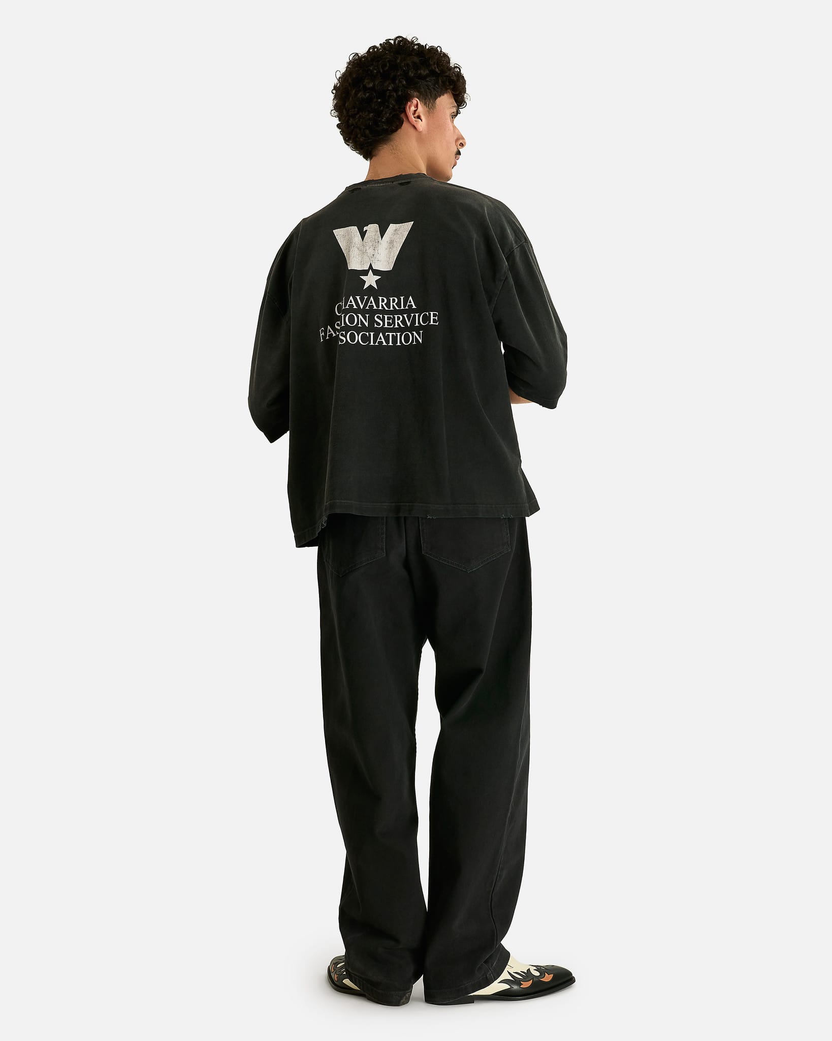 Willy Chavarria Men's T-shirts Fashion Service Association Buffalo Tee in Black