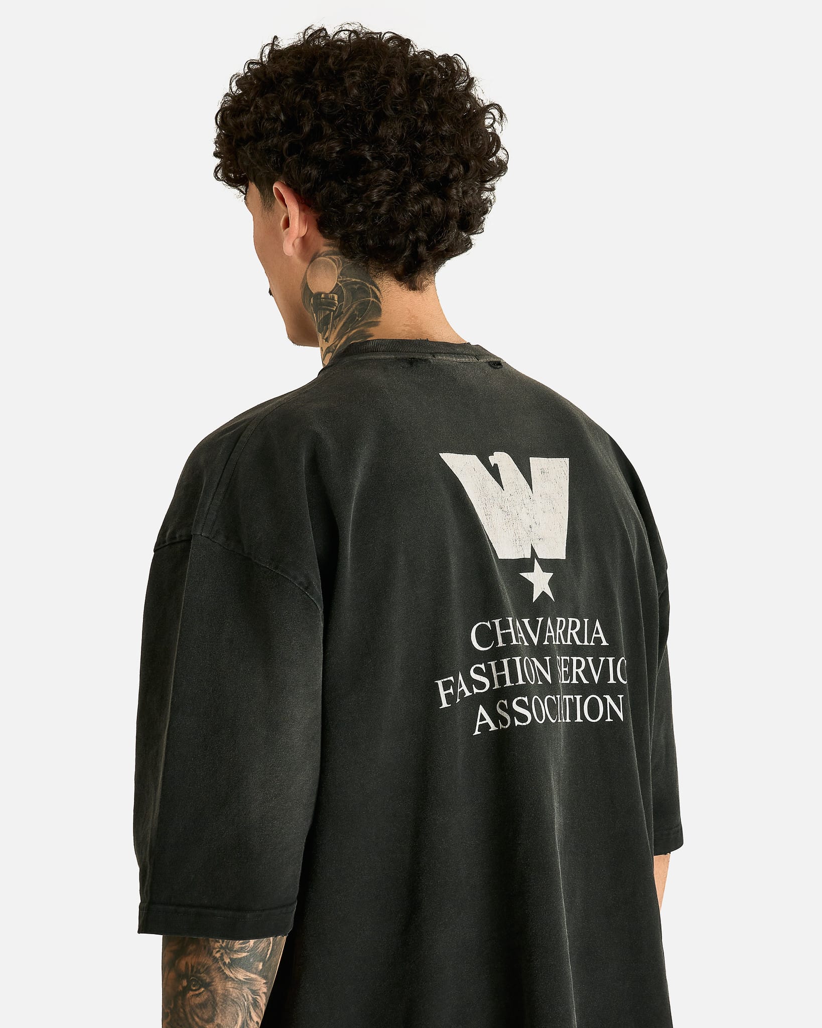 Willy Chavarria Men's T-shirts Fashion Service Association Buffalo Tee in Black