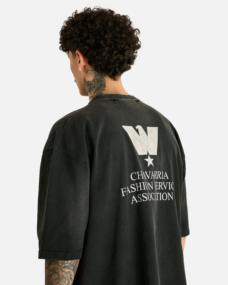 Willy Chavarria Men's T-shirts Fashion Service Association Buffalo Tee in Black